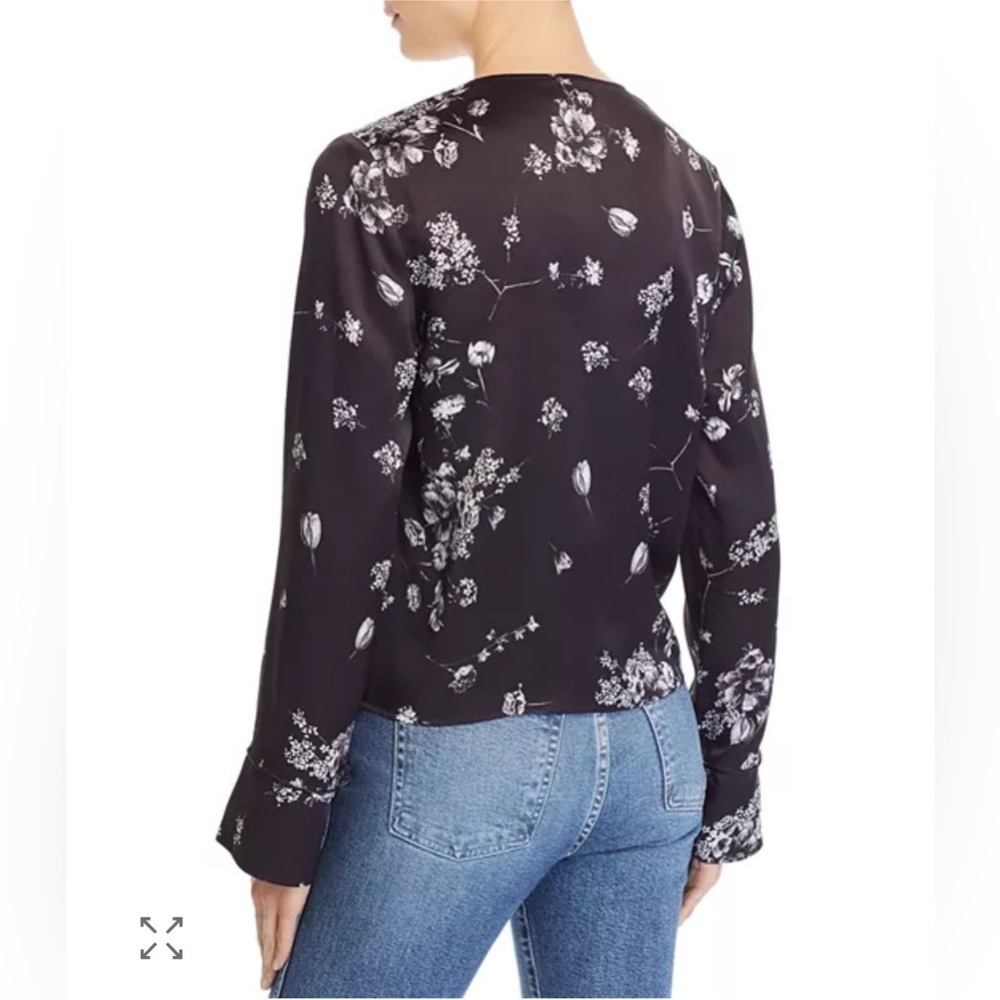 Cami NYC Lila Black Floral Tie-Front Blouse - Picture 2 of 7